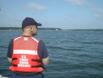 Steve on lookout at the Huntswim event